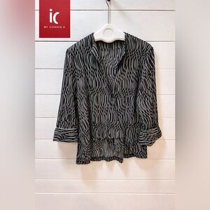 I.C. by CONNIE K Black & White Striped Blouse – XXL